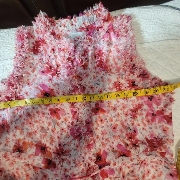 MISA Los Angeles Aurelie Ruffled Pink Floral Midi Dress Size Large - Picture 12 of 14
